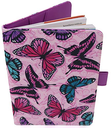Porta Libretto Sanitario Bambino - Fantasia Farfalla - Formato A5 15x20 Cm - Alette Per Riporre Prescrizioni y Documenti