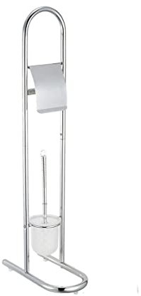 BM 4661 Piantana WC con Portarotolo e Portascopino, Struttura in Metallo Cromato, 30x16x78.5cm, Supporto da Terra Elegante e Stabile per Bagno Moderno