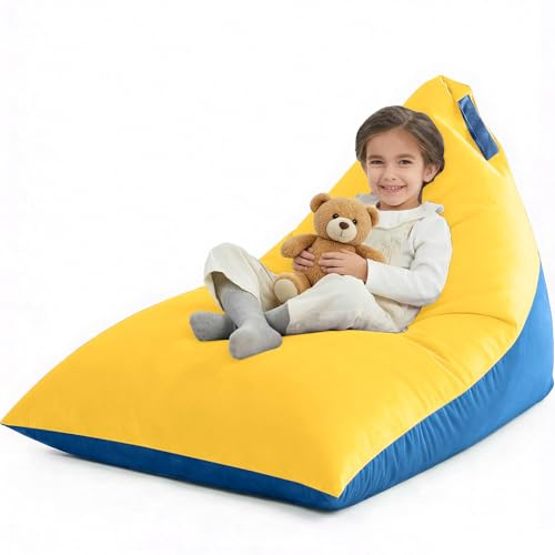 Nobildonna Fodera per poltrona sacco (senza imbottitura), per adulti e ragazzi, copertura in velluto spesso, 400 l (giallo blu, L)