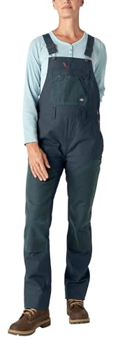 Dickies Dam hängselbyxor av vaxad kanvasöverdrag, blå, 2 x, blå, 2X