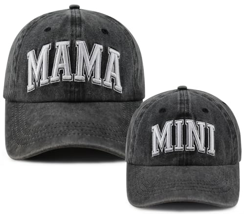 Goyklrb 2PCS Casquettes de baseball assorties Mama et Mini pour maman et fille, chapeau ajustable en coton brodé parent-enfant, Taille unique
