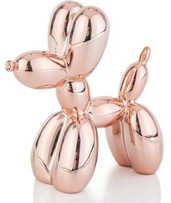 AMOIENSIS Shiny Balloon Dog Statue Decor, 4 inch Miniature Balloon Dog Statue, Vibrant Color Balloon Dog Statue, Funny Cute Nick Nacks for Shelves Decor(Rose Gold)