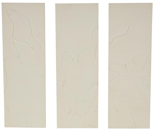 Deco 79 Wood Leaf Home Wall Decor Dimensional Relief Wall Sculpture with Sandstone Texture, Set of 3 Wall Art 16 W, 47 H, Cream