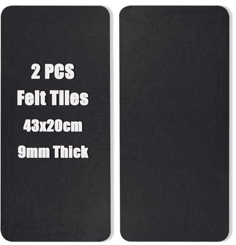 Black Felt Pin Board Cork Board Large Bulletin Boards Tiles, Self-Adhesive Felt Tiles Notice Boards for Walls, Vision Board for Bedrooms, Office, School, Photos, Notes, 43x20 cm, 2Pcs, UK