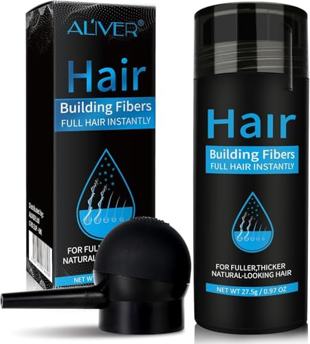 Fibre Cheratina per Capelli, Polveri Volumizzanti per Radici, Polvere Volumizzante Capelli, Polvere per Capelli Uomo & Donna (Nero)