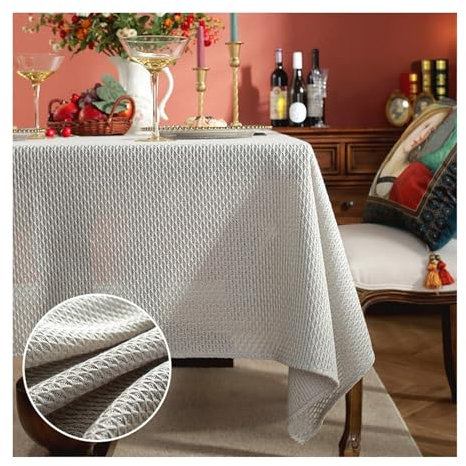 Tischdecke Abwaschbar Grau, Baumwollleinen Tischdecke Outdoor Plaid Abwaschbare Tischdecke Quadrat 90x90CM