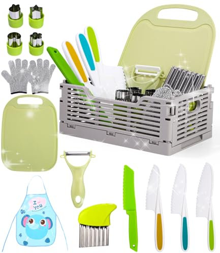 Azyvum Kit Couteau sécurité de Cuisine pour Enfants - 15 Pièces Couteau Enfants pour couper et cuire des fruits ou légumes | Couteaux enfants qui ne coupent pas, à partir de 2 ans
