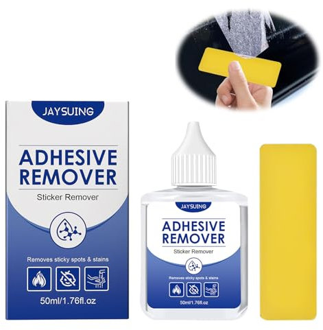 LOMUG Removedor adhesivo, removedor de etiquetas, removedor de pegamento, removedor de pegamento, eliminador de restos de pegamento con raspador, elimina rápidamente los restos de pegamento