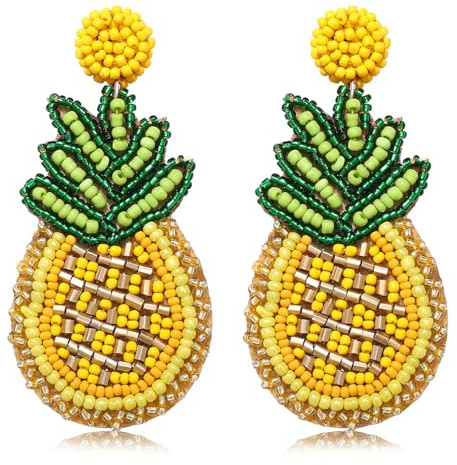DIELOVEHUA Boucle d'oreille Fruit, Boucles d'oreilles Ananas, Boucles d'oreilles Hawaïen Beach, Hypoallergénique, Bijoux Fantaisie Été Plage pour Femmes et Filles