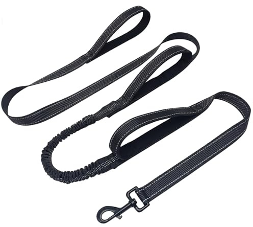 WYuZe 3 Handle Dog Leash for Large Dog 7FT Nylon Bungee Dog Training Leash