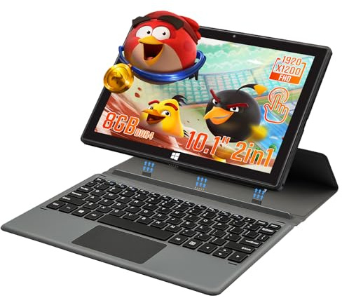 SZHUAGO 10.1-Inch Windows 11 Tablet PC | 2-in-1 Laptop with Detachable Keyboard, 8GB DDR4, Quad-Core, 1920x1200 IPS Display | Lightweight Tablet with Bluetooth 4.0 (8+128G SSD)