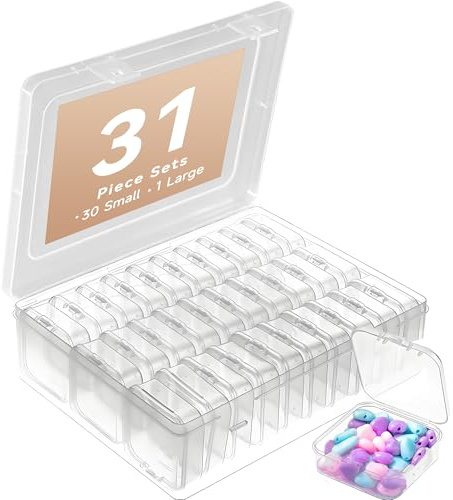 Lamondre Bead Organizer Storage Box, 30 Pcs | Small Plastic Containers with Lids, Craft DIY Bead, Small Accessories, Earrings,mall Accessories, Earr Buttons