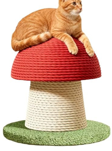 Albero Gatto per Gatto - Moderno Gratta A Forma Di Fungo, Giochi Ispirato al Castello, in Sisal Naturale | Centro Di Attività di Arrampicata per Gattini, Palestra per L'
