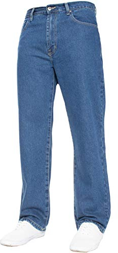 Nuevos pantalones vaqueros para hombre de pierna recta, básicos, para trabajo pesado, de tela vaquera, tallas grandes, lavado de piedra, 50 W x 34 L