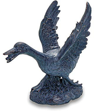 esotec Wasserspeier-Figuren Gans Gustav, Einzelfigur Teichfigur Gartenstatue, Brunnenfigur für Garten-Teich Mini-Teich, Wasserspiel für Terrasse Balkon-Brunnen, Quellstein, Kunststein 100733