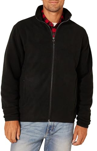 Amazon Essentials Giacca in Pile con Cerniera Intera (Disponibile in Taglie Big And Tall) Uomo, Nero, L