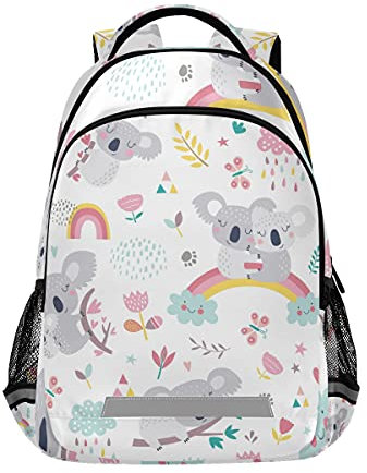 Mnsruu Niedlicher Koala-Schulranzen für Jungen und Mädchen, Grundschüler, niedlicher Dschungel-Koala-Kinderrucksack für Kinder, Kindergarten mit Brustclip, Mehrfarbig 1, Einheitsgröße