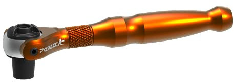 POPLOCK Mini cricchetto esagonale con testa girevole, 6,35 mm, in alluminio, reversibile, 250 gradi, cacciavite a sgancio rapido, cricchetto girevole (arancione)