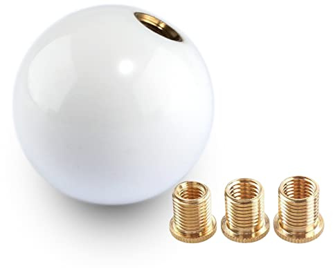 YIUIY Round Ball Shift Knob Universal Gear Shift Knob 5 6 Speed for Manual Automatic Vehicles with Adapters (Pure White)
