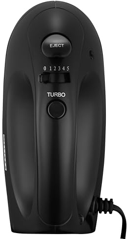 Melissa 16200085 Batidora de mano, 300 W, varillas y ganchos para amasar cromados, negro
