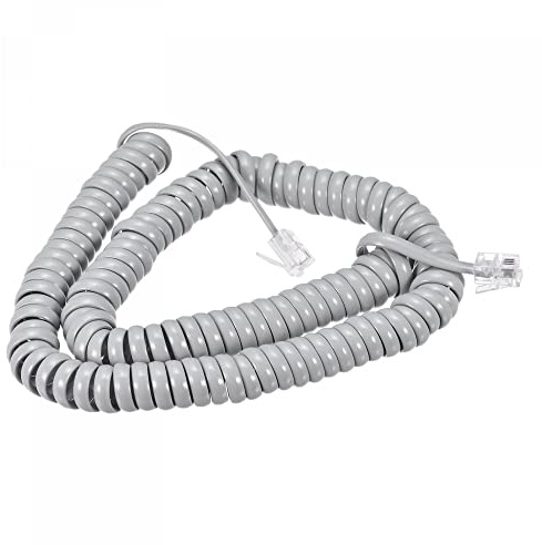 sourcing map Lot de 2 cordons de combiné téléphonique, 4P4C 2,84 m, câble de combiné de téléphone fixe spiralé pour la maison ou le bureau Gris