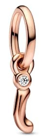 PANDORA Buchstabe i Handschrift Charm-Anhänger aus Sterlingsilber mit Zirkonia in der Farbe Roségold, Kompatibel mit PANDORA Moments Armbänder, 782473C01