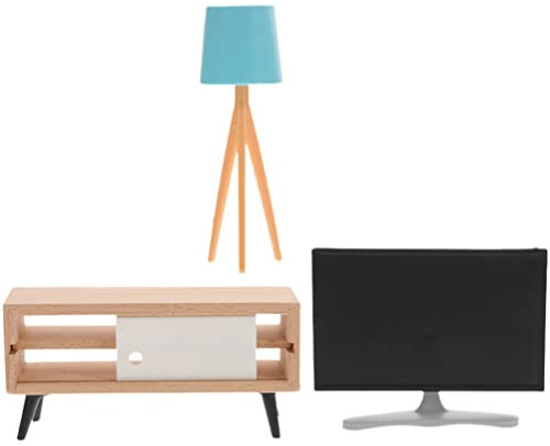 Toddmomy 1 Set Mini-Puppenmöbel: 1:12 Mini Tv Schrank Modell Tischlampe Modell Für Puppenhaus MöBel Set DIY Zubehör