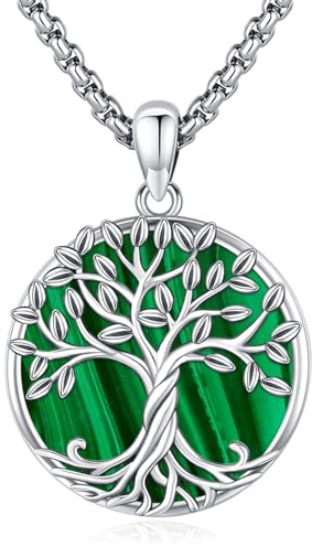 Eusense Livets träd halsband 925 silver hänge livets träd kedja present smycken för kvinnor flickor mors dag, Sterlingsilver