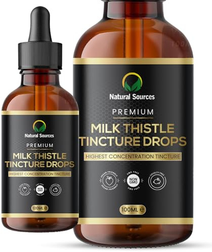 Milk Thistle Liquid Extract -Milk Thistle Tincture Drops, high Strength 100ml- Whole Plant Extract-UK Grown and Produced on Organic Farm. GMP Certified, No GMO, Vegan