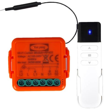 WiFi Roller Shutter Switch + RF Remote Controls, Wireless Control Module for Roller Shutters, Electric Relay for Curtains and Blinds, Curtain Timer Switch, Voice Control with Alexa and Google Home (1)