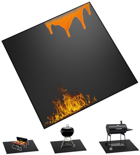 Techstarry 39×39 inch Heavy Duty Large Under Grill Mats for Outdoor Grill, Double-Sided Fireproof, Waterproof, Oil Proof Deck and Patio Protector, BBQ Mat Grill Floor Mats Fireplace Fire Pit Mat