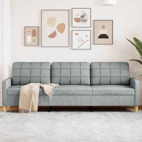 Homgoday 3-sitsig soffa, soffa, modern gästsoffa, relaxsoffa, loungesoffa, relaxsoffa, bäddsoffa, dubbelsoffa, sittmöbler för vardagsrum, sovrum, ljusgrå, 210 cm tyg