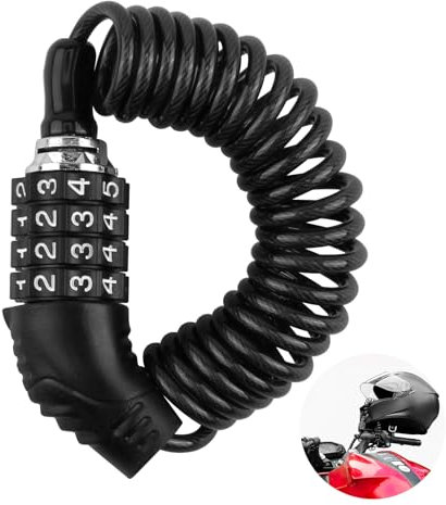 Fahrradschloss Kabelschloss Helmschloss 150cm Kabelschloss, Fahrradschloss Zahlenschloss mit 4-Stelligem Zahlencode, Bike Lock, E Scooter Schloss für Fahrräder, Kinderwagen, Skischloss & Motorradhelme