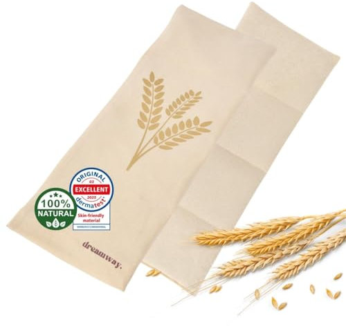 Dreamway – Körnerkissen für Mikrowelle 53x20 cm – Wärmekissen mit Weizenfüllung – Mikrowellenkissen zur Schmerzlinderung an Nacken, Schultern und Rücken – 100 % natürlich und waschbar