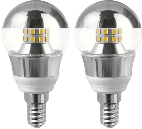 ZFFOZZ Lot de 2 Ampoules LED Demi-chromées à Intensité Variable, 9W, Antireflet, Culot E26, Culot Doré, pour Salle de Bain, Meuble-lavabo, Miroir, Blanc Chaud 6000K(E14-7W-silver,Warm)
