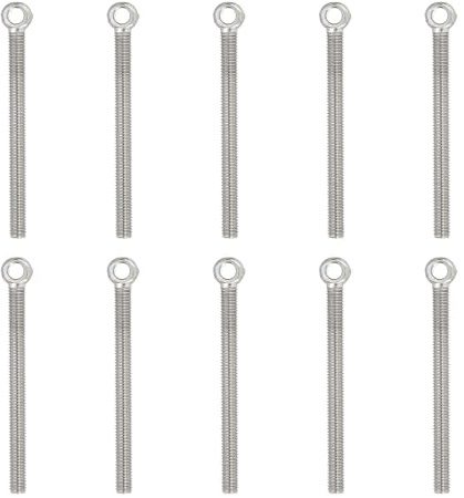 PATIKIL M5x63mm Lifting Shoulder Eye Bolts, 10 Pcs Machinery Shoulder Lifting Screw Bolt 304 Stainless Steel Threaded Screw Eyebolt for Lifting Hanging Valves Fasteners, Silver