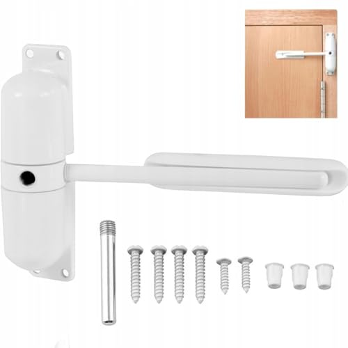 ALSTEN TECH Türschließer Stahl 120 mm weiß pulverbeschichtet regulierbar für Gartentore Türen Zäune Innen Außen Montagezubehör