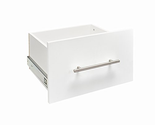 ClosetMaid SuiteSymphony Wood Closet Drawer, Add On Accessory, Modern Style, For Storage, Closet, Clothes, 16” x 10” Size for 16 in. Units, Pure White/Satin Nickel