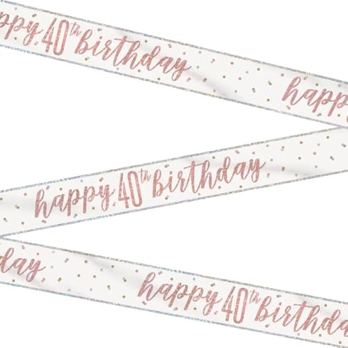 Stunning Rose Gold Happy 40th Birthday Glitz Foil Banner (274cm) - Dazzling Party Decor for a Memorable Milestone - 1 Pc