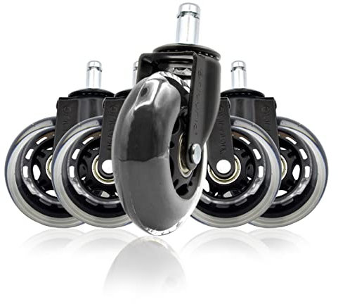Lot de 5 roulettes pour chaise pivotante de bureau, de jeu, d'étude, de remplacement de roues de meuble, matériau en silicone résistant, diamètre 11 mm - Ophyturie