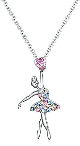 SUMFAN Ballerina Ballet Necklace Gifts for Girls Women,Dance Recital Gifts for Girls Ballet Pendant Jewelry for Daughter (Ballets Necklace)