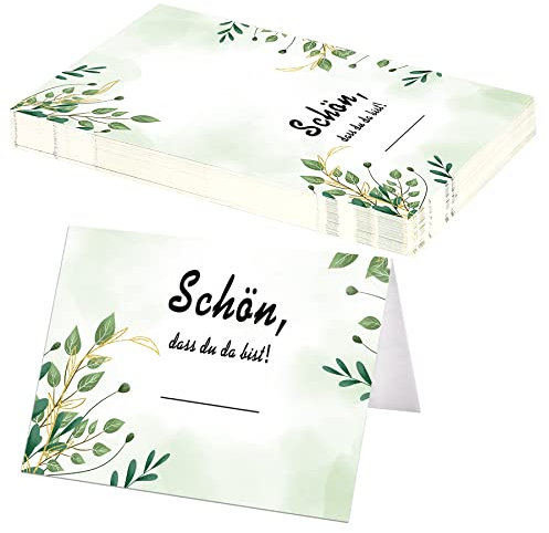 50 stycken bordskort, trevligt att du är där, platskort, namnkort för märkning bröllop födelsedag konfirmation nattvard dop firande, bordsreservering, eukalyptus