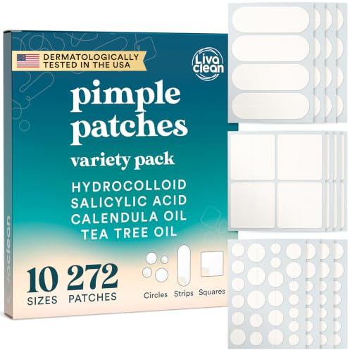 272 CT Large Pimple Patches for Face - 10 Sizes Variety Pack Zit Patches w/ Salicylic Acid, Tea Tree, Calendula Oil - Pimple Patches Large Acne Patches for Face Chin and Body - Dark Spot Patches