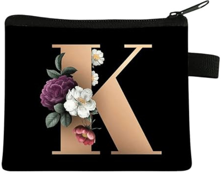 FAVORTALK Coin Pouch Small Purse with Zip Mini Soft Purses with Initial Black Bag with Zipper Cute Change Pouch Mini Holder for Coins Cards Earphones Keys - 13613