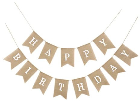 Aililong Happy Birthday Girlande Bunt - Vintage Leinen Deko Wimpelkette für Geburtstag, Babydusche, Party - Personalisierter Banner, Dekoration, 13x18cm