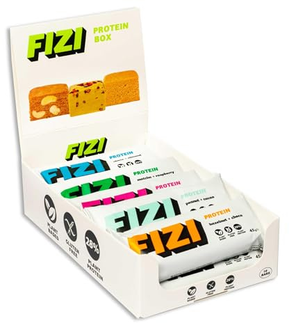 FIZI Protein Bar – Pack Variado 10 x 45 g – Barritas Proteicas con Proteína Vegana, Mínimo 11 g por Porción – Sin Gluten, Lactosa y Azúcar Añadido – Snack Proteico Surtido – Pack de Degustación