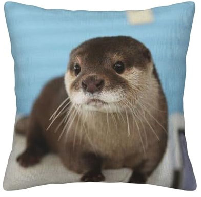 ESASAM Süßes Otter-Kordsamt-Wurfkissen – weiches und gemütliches Kissen für Entspannung und Unterstützung, atmungsaktives Kissen, Sofakissen, Reisekissen, Bürostuhlkissen