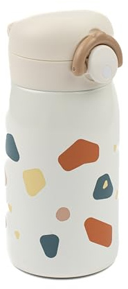Fabelab Trinkflasche Kinder 320 ml | Kinder Trinkflaschen In Terrazzo-Motiv | Trinkflasche Edelstahl Bpa Frei | Trinkflasche Schule Auslaufsicher Wasserflasche