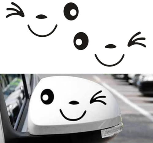 2 Pcs Adesivi per Faccia Sorridente, Adesivi per Auto per Specchietto Retrovisore, Adesivi per Auto per Specchietti, Adesivi Decorativi Carini per Auto, per Specchietti Esterni
