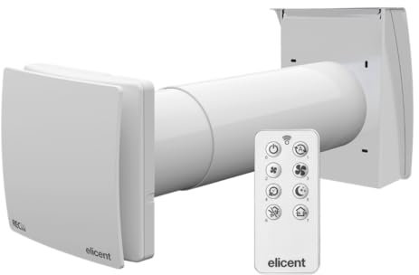 ELICENT | Rec Duo 100 Plus Rc Silent, ø100 mm, unité de ventilation VMC décentralisée ultra silencieuse avec minuterie, humididostat réglable et télécommande, fabriqué en Italie
